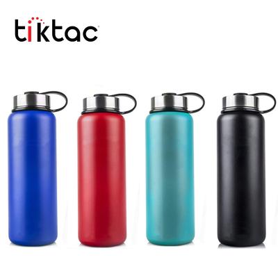 China Sustainable Custom Logo Powder Coated Double Wall Stainless Steel Water Bottle With Straw for sale