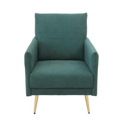 China Adjustable (Height) Upholstered Sofa Wingback Green Arm Chair Single With Gold Legs For Living Room Bedroom for sale