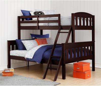 China Modern No Needed Box Spring Twin Over Full With Drawers Black Solid Wood Bunk Bed With Ladder And Safety Guardrails For Kids for sale