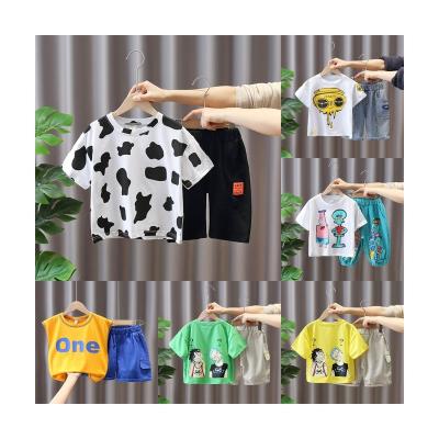 China Wholesale Anti-Shrink Children's Clothing Suits 3-8 Years Sportswear Boys Clothes Printed T-shirt Shorts Cotton Children's Suits for sale