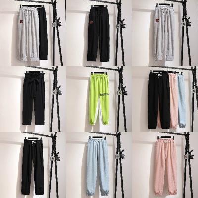 China wholesale women Anti-wrinkle drawstring wide-leg pants spring and autumn high waist black casual pants straight sports pants for sale