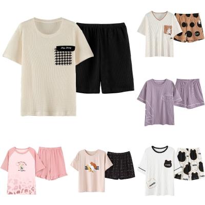 China Factory sales QUICK DRY moq cotton modal copy of stockings the same fabric slippers custom ladies short sleeve women pajamas for sale