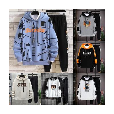 China Comfortable Anti-shrink Soft Cotton Sweatshirts Sets With Fleece Mens Sport Pullover Hoodies Set For Autumn Winter for sale