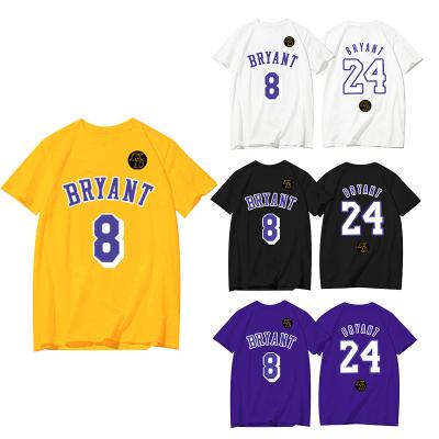 China Custom Cotton Breathable 8 Casual Suit 24 Number Bryant Basketball Wear T Shirts For Men for sale