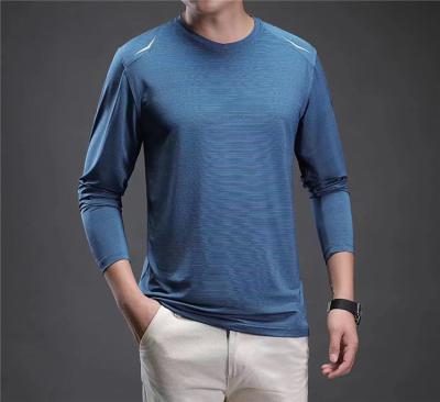 China Cheap Breathable 100% Cotton Adult Men Blanket Long Sleeve Well-Fitting Screen Printing Round Collar T-Shirt for sale