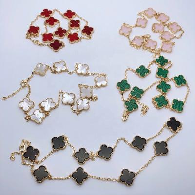 China Romantic High-quality S925 fashion classic big clover sweater chain upscale agate pendant women's classic lucky ten-flower necklace for sale