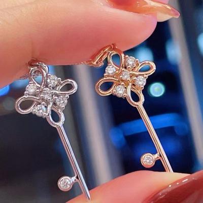 China Punk High quality fashion s925 sterling silver gold-plated four leaf clover key pendant necklace women's jewelry gift for sale