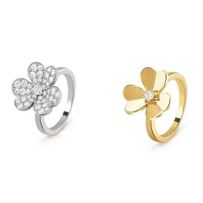 China Romantic High Quality Classic Lucky Clover Ring Luxury Plating 18K Clover Flower Women's Ring Jewelry Wholesale for sale