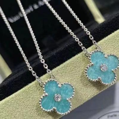 China Romantic High quality Lucky Clover Necklace Christmas 2022 Clover New Sapphire Necklace Women's High quality Jewelry Wholesale for sale