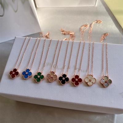 China Romantic High Quality Original Logo Lucky Clover Necklace Classic High End Onyx Necklace Ladies Jewelry Wholesale for sale