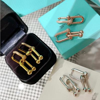 China Romantic High quality fashion horseshoe earrings detachable short U-shaped ear buckle Original logo Women's jewelry wholesale for sale