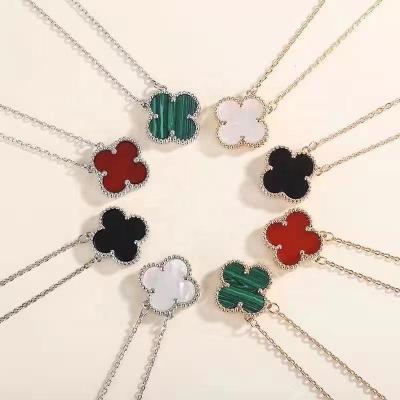 China Romantic High Quality S925 original logo silver lucky clover necklace classic agate necklace jewelry women's wholesale for sale