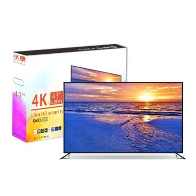 China 43 Inch Living Room Hotel TV Flat Screen Metal Frame 4K Smart TV 43 Inch Ultra HD LED TV for sale