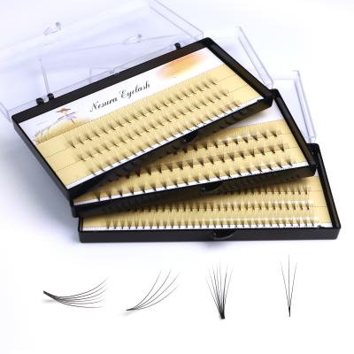 China Large Premade Tray Of Long Natural Silk Eyelash Fans Pre Made Volume Fans Premium Grade Eyelash Pointed Base for sale