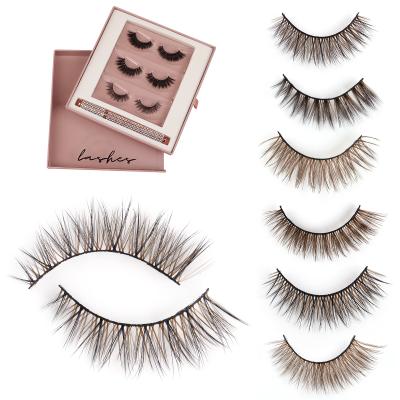 China Newest cruelty free vegan 3D faux mink feather free sample brown synthetic fasle eyelash for sale