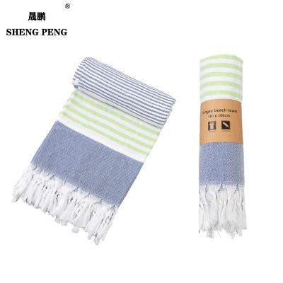 China Swimming pool cabana towel cotton gots turkish beach towel summer striped oversized hypoallergenic large towel for sale