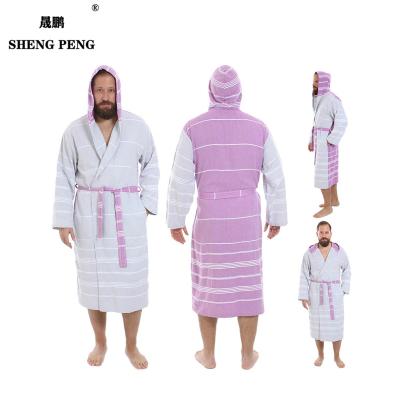 China 2022 Hot Sale Long Sleeve Pajamas Household 100% Cotton Bathrobe QUICK DRY With Hood Turkish Bathrobe for sale