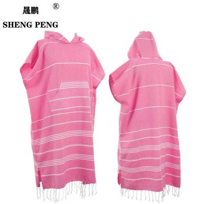 China Good Quality Kid Hypoallergenic Hooded High 100 Cotton Custom Design Simple Turkish Surf Poncho Towel for sale