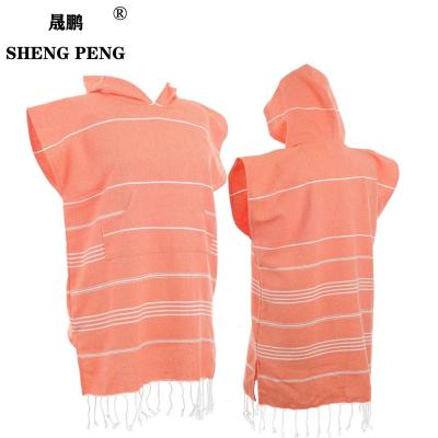 China Hypoallergenic In Surf 100% Turkish Change Hooded Cotton Long Robe Wholesale Quick Dry Running Beach Poncho Towel for sale