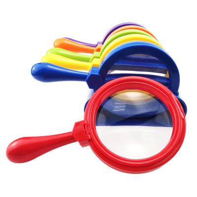 China Study Children's Magnifying Glass with Stand 90mm Magnification 4.5X Kids Outdoor Game Teaching Aid Colorful Giant Magnifying Glass for sale