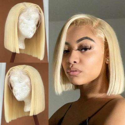 China Blonde Hair 613 Bob Wig Bob Lace Frontal Wigs Colored Bob Wig Blonde Brazilian Human 613 Silky Straight Wave Colors for sale