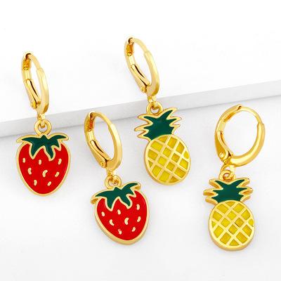 China Other Hot Selling Mini Fashion Cute Simple Fruit Girl Strawberry Shape Alloy Strawberry Shape Alloy Drip Red Stud Earrings for sale