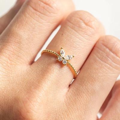 China Beautiful Ring Of Girls Gold Minimalist Ring Cz Butterfly Ring Jewelry Mother's Day Punk Gift for sale