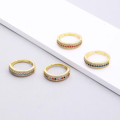 China Wholesale Cute Hot New 18k Gold Rings Filled Zircon Ring Exquisite Gold Plated Tasty Colorful Zircon Rings For Girls for sale