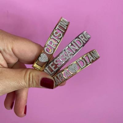 China Other Personalized Zircon Letters Bracelet DIY Slider Initial Charms Bracelets Custom Letter Charm Name Slider Bracelets for sale