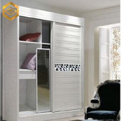 China Wardrobe All Aluminum Small Double Door Wardrobe Simple Design With Mirror for sale