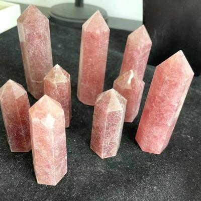 China Europe Factory Bulk 4-10cm Strawberry Crystal Tower One Point Magic Natural Quartz Healing Crystal Wands Wholesale for sale