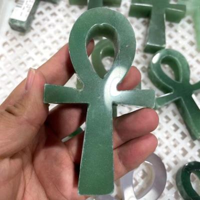 China Other Jialin Jewelry Wholesale Green Quartz Aventurine Stone Craft Crystal Carving Ankh For Healing for sale