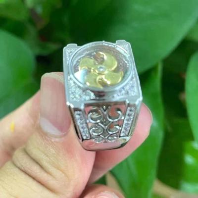 China Wholesale Hip Hop Fashion Men's Rings 18k Windmill Silver Plated Rotatable Ring For Men Hip Hop Jewelry for sale