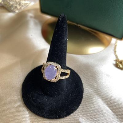 China FASHIONABLE Gold Plated Zirconia Diamond Ring Lavender Gemstone Natural Stone Jade Rings Jewelry For Women by Charm18k for sale