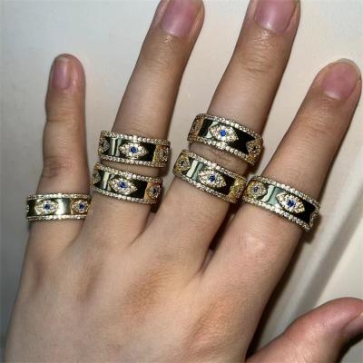 China Wholesale handmade vintage jewelry18k gold plating stainless steel evil eyes ring women's eye of horus ring for sale