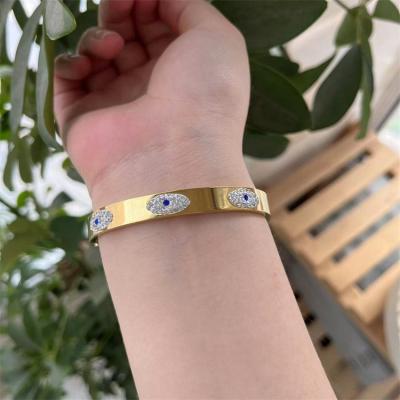 China Environmental Friendly Evil Eyes Bracelet For Women Stainless Steel Bangle 2022 Fine Jewelry Bracelets for sale