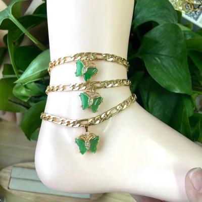 China 2022 Environmentally Friendly Cuban Jade Butterfly Anklet Chain Bracelet Butterfly Charms from Central Institute of Statistics for Women Girls for sale