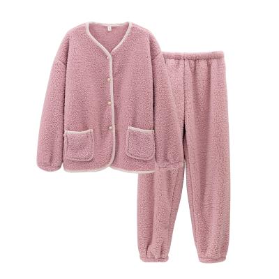 China 2021 New Arrival Fashion Autumn And Winter 320G Flano Fleece Breathable Women's Pajamas Sets for sale