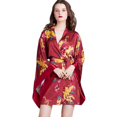 China QUICK DRY wide sleeve antique pajamas ladies spring and summer plus size satin nightgown for women for sale