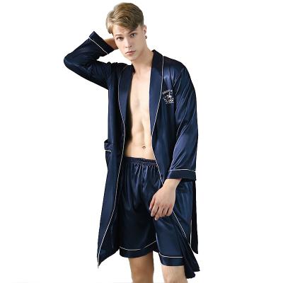 China Fashion Men's Pajamas QUICK DRY Summer Loosen Ice Silk Simple Home Shorts Mens Sleepwear Luxury Set for sale