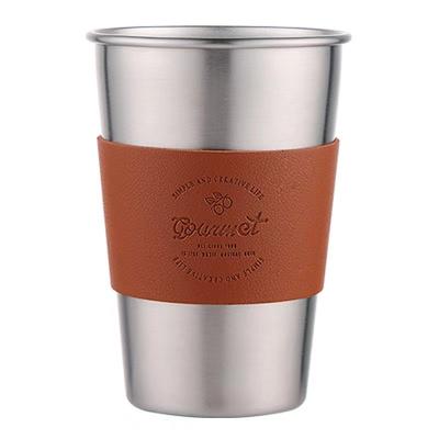 China Sustainable Outdoor sublimation camping mug wholesale  304 stainless steel cup with leather case camping coffee cup for sale