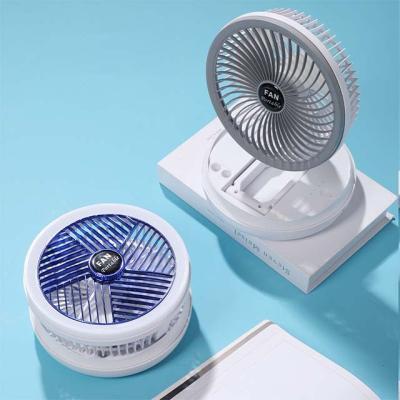 China With Light LingDong Led Portable Air Cooled Best Selling LED Folding Fan Desktop Electric Fan With Night Light USB Rechargeable Foldable for sale