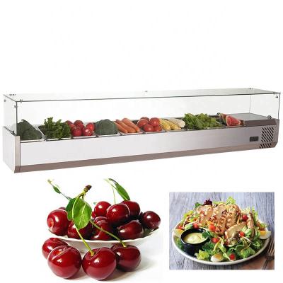 China With GN Pan 1800L Supermarket Fruit Salad Display Cabinet Refrigerated Cabinet Desktop Fresh-keeping Display Cabinet for sale