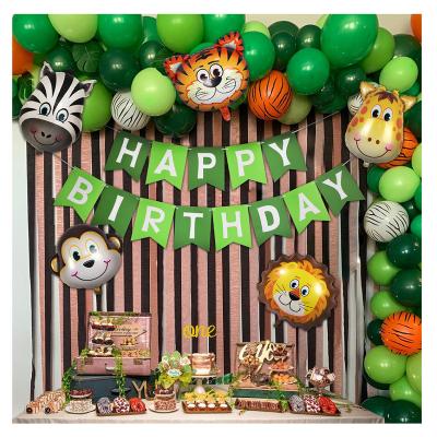 China Paper LUCKY Jungle Animal Party Supplies with Mylar Animal Balloons, Balloons, Tropical Leaves for Kids Party Pack for sale