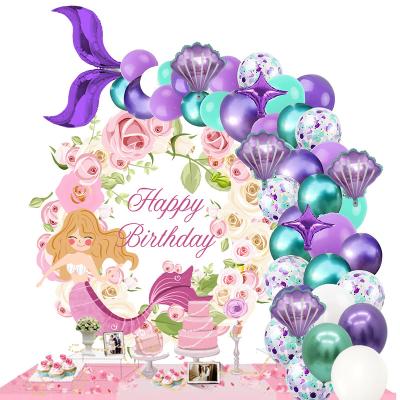 China LUCKY Mermaid Theme Party Birthday Girls Baby Shower Mermaid Balloon Paper Arch for sale