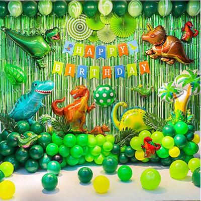 China LUCKY Dinosaur Jurassic Theme Balloons Decoration Party Paper Supplies Sets Happy Cake Topper Foil For Kids Birthday Banner for sale