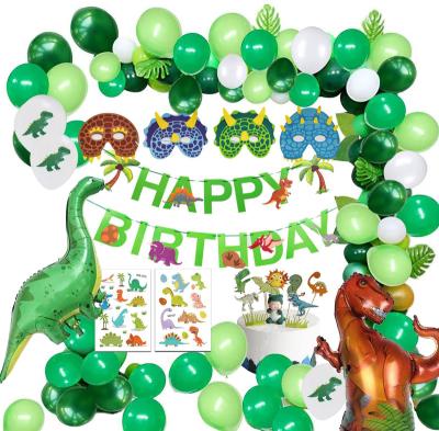 China Paper LUCKY Boy Birthday Party Dinosaur Jungle Theme Foil Latex Balloon Decorated Arch for sale