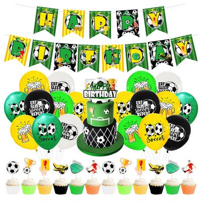 China LUCKY Qatar World Cup paper football themed birthday party decorated with flag cake topper and flag latex balloon set for sale