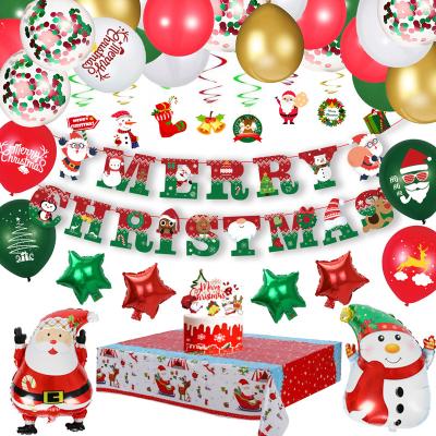 China Christmas Santa Claus Pull Flag Christmas Balloon Spiral Chain Letter Paper Balloon Garland Red and Green LUCKY Christmas Banner for sale