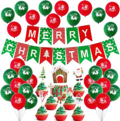 China Round LUCKY Christmas latex balloon combination party stage paper balloon Christmas decoration with Christmas supplies for sale